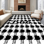Black White Houndstooth Pattern Rug