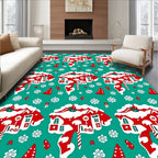 Winter Snowy Gingerbread House Scene Rug