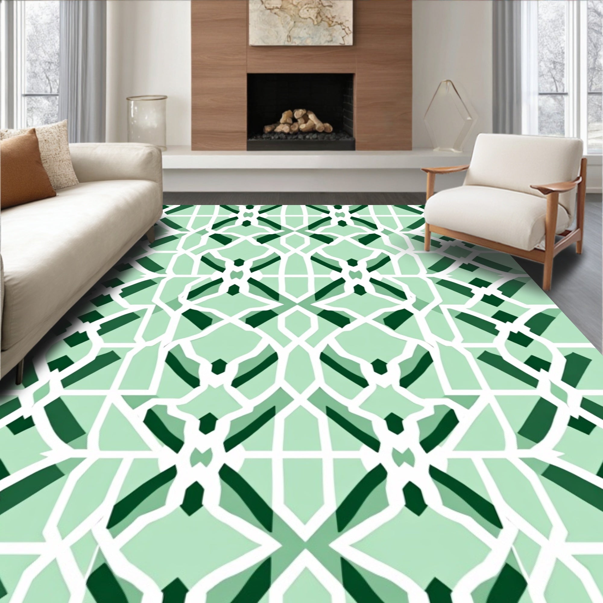 Geometric Lattice Garden Pattern Rug