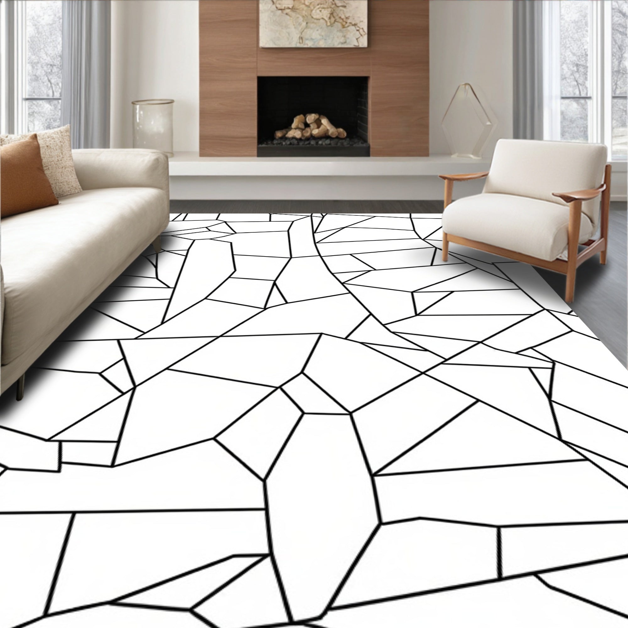 Abstract Geometric Lines Art Design Rug