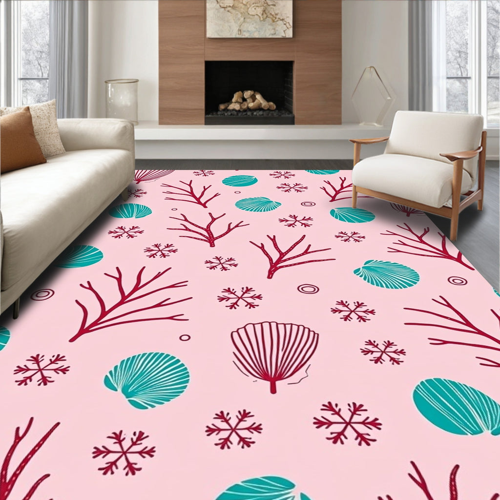 Coral Shell Snowflake Pattern Rug