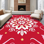 Floral Medallion Style Red Floral Rug