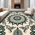 Intricate Floral Sunburst Mandala Pattern Rug