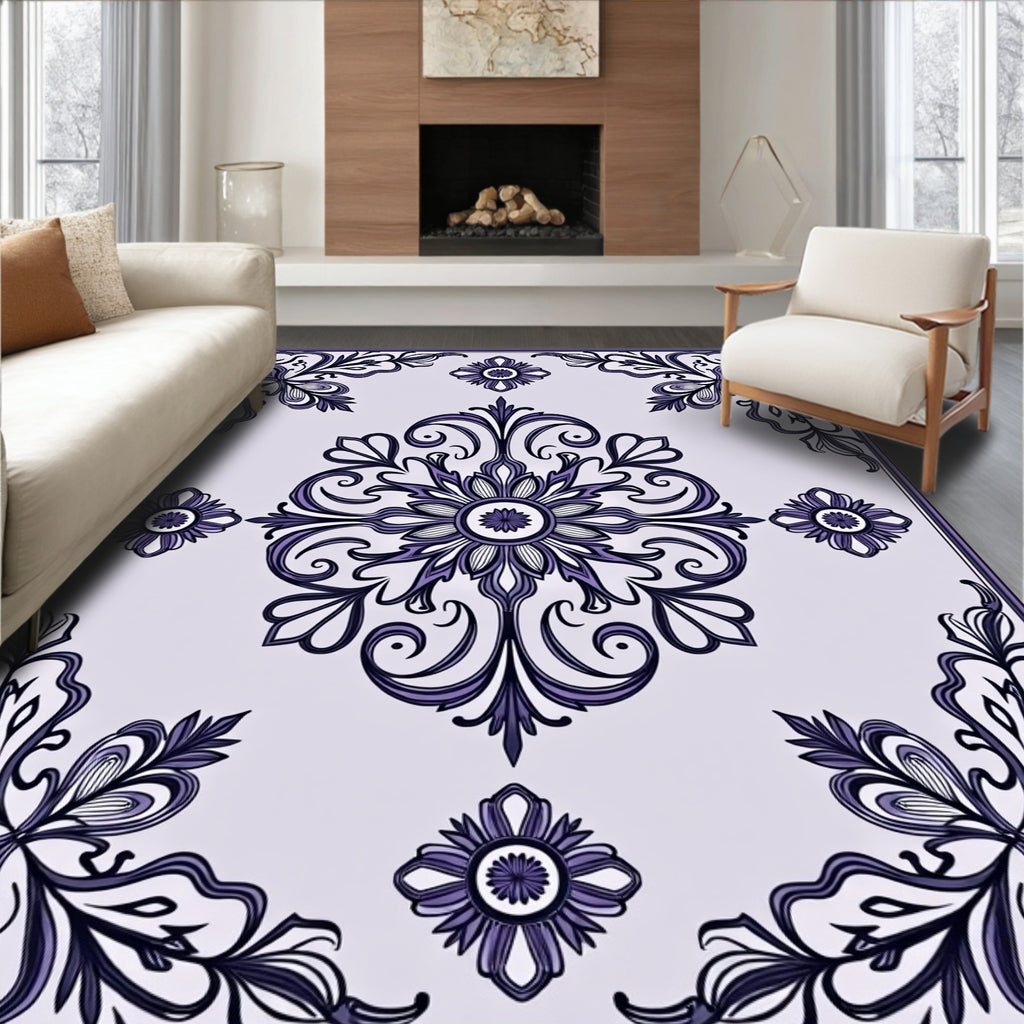 Floral Crested Ornate Pattern Rug
