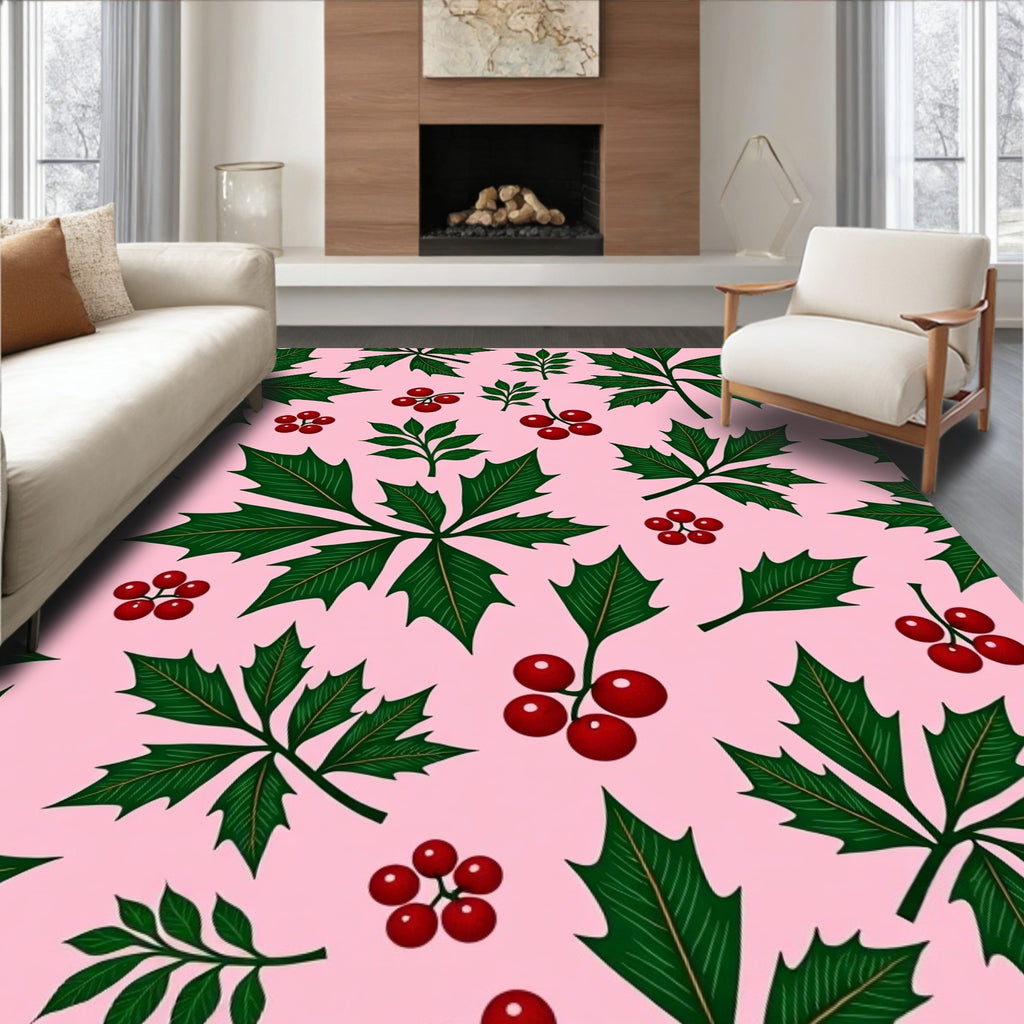 Festive Holly Berry Scatter Rug