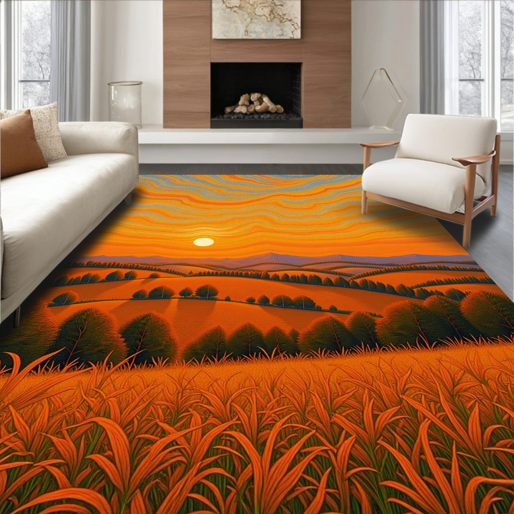 Sunset Wavy Fields Rug Design Rug