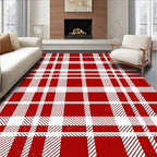 Classic Red White Plaid Pattern Rug