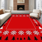 Christmas Tree Snowflake Border Rug