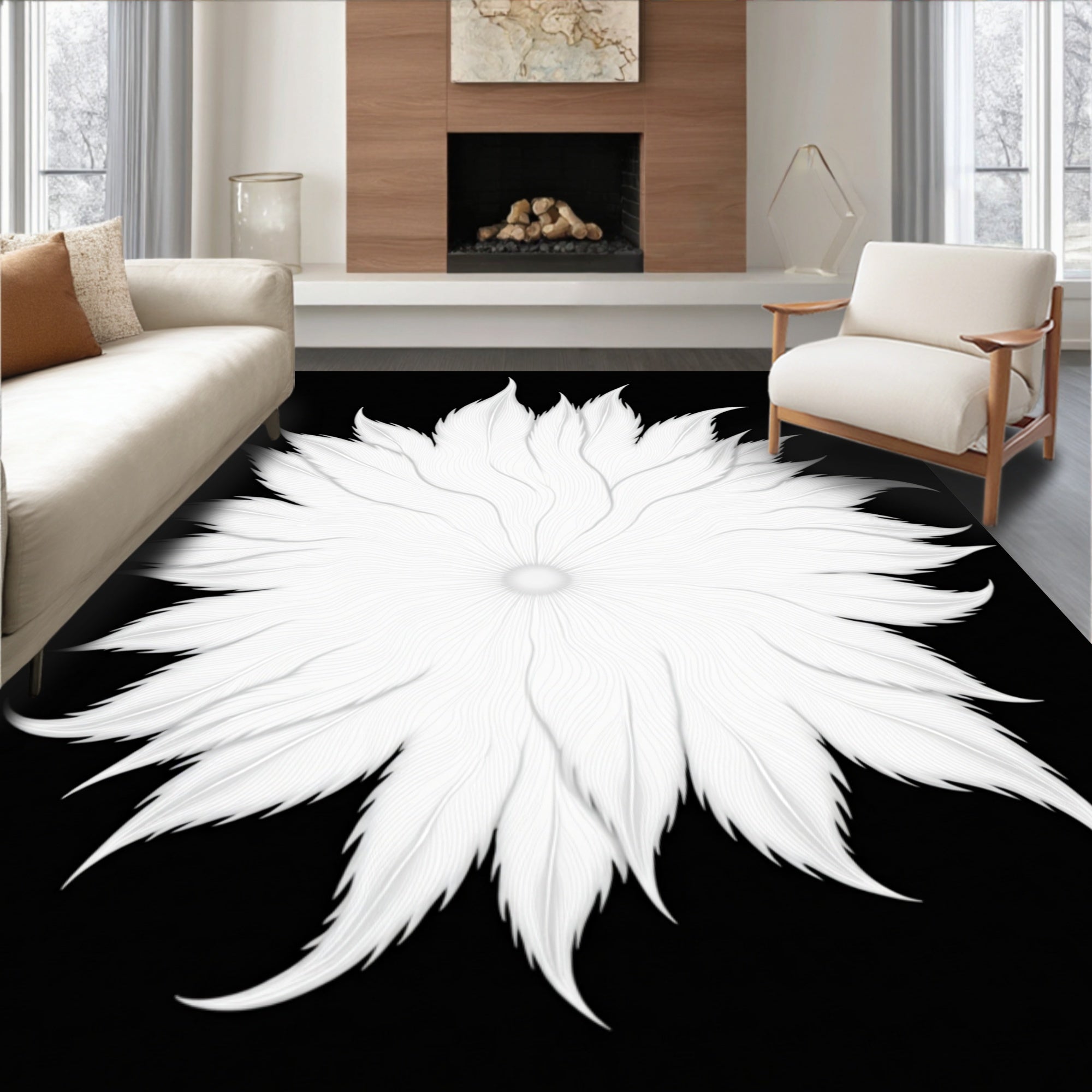 Delicate Feather Radiance Pattern Rug
