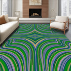 Wavy Green Yellow Blue Abstract Pattern Rug