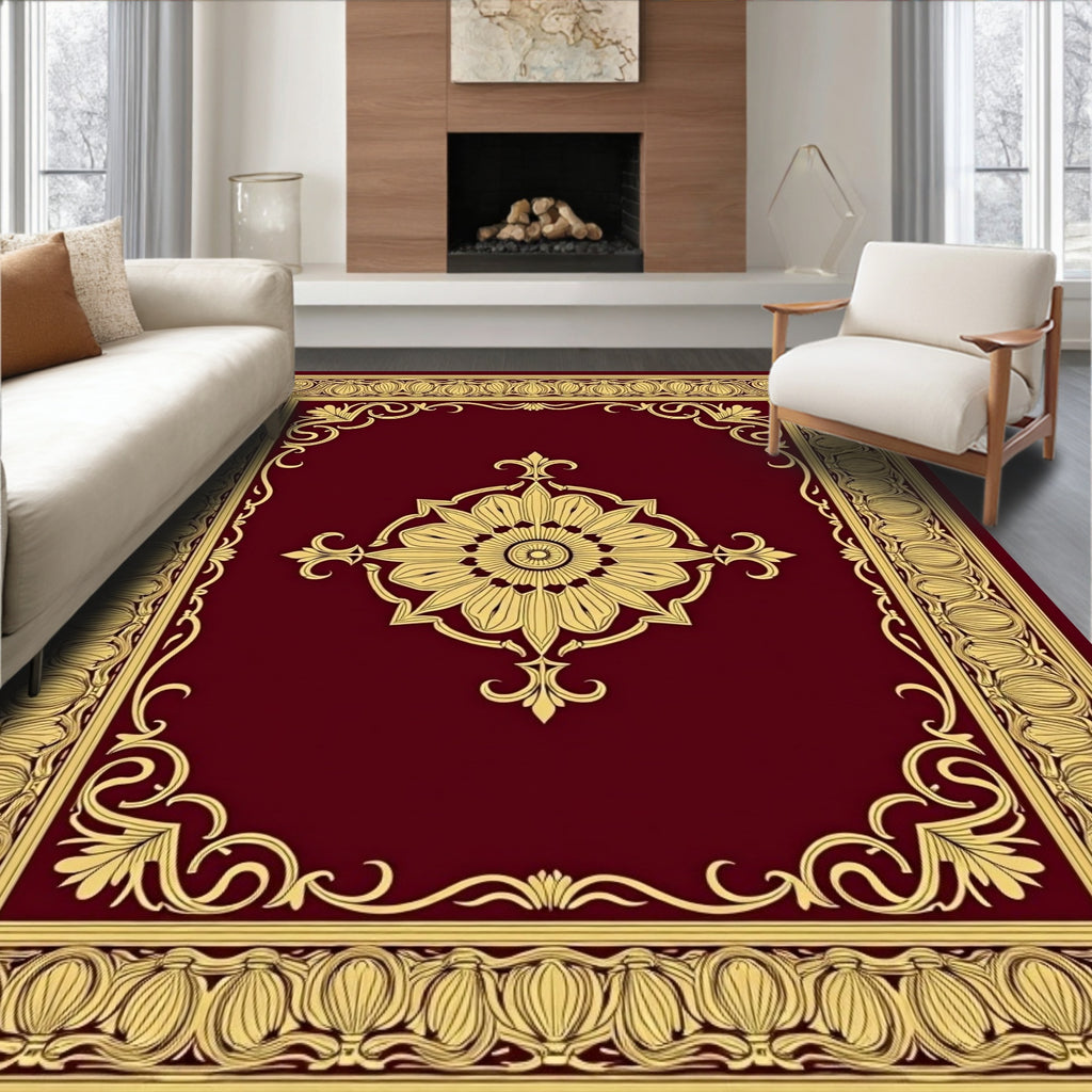 Ornate Floral Scrollwork Pattern Rug