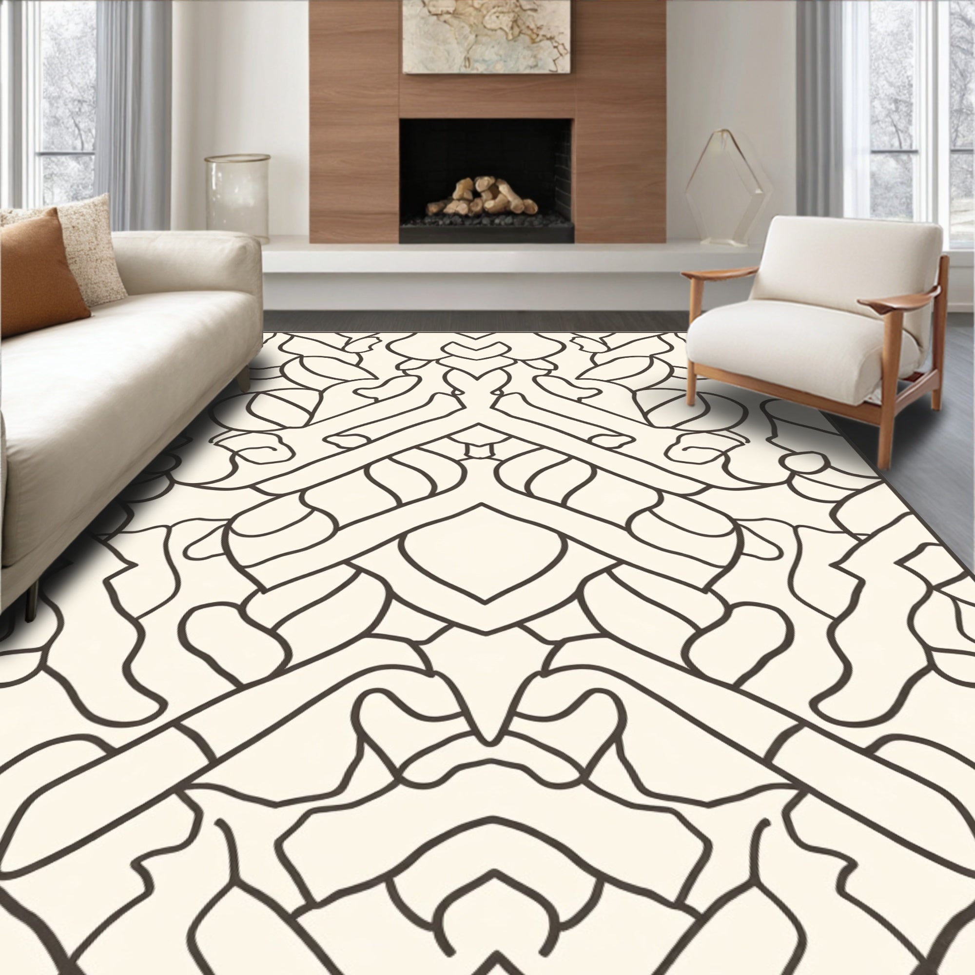 Abstract Organic Line Art Rug