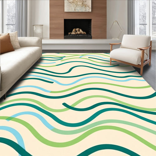 Abstract Wavy Line Pattern Rug