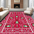 Red Gnome Snowflake Festive Pattern Rug