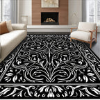 Intricate Floral Vine Art Nouveau Design Rug