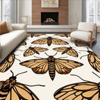 Brown Moth Pattern Woodland Design Rug