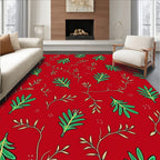 Red Botanical Branch Pattern Rug
