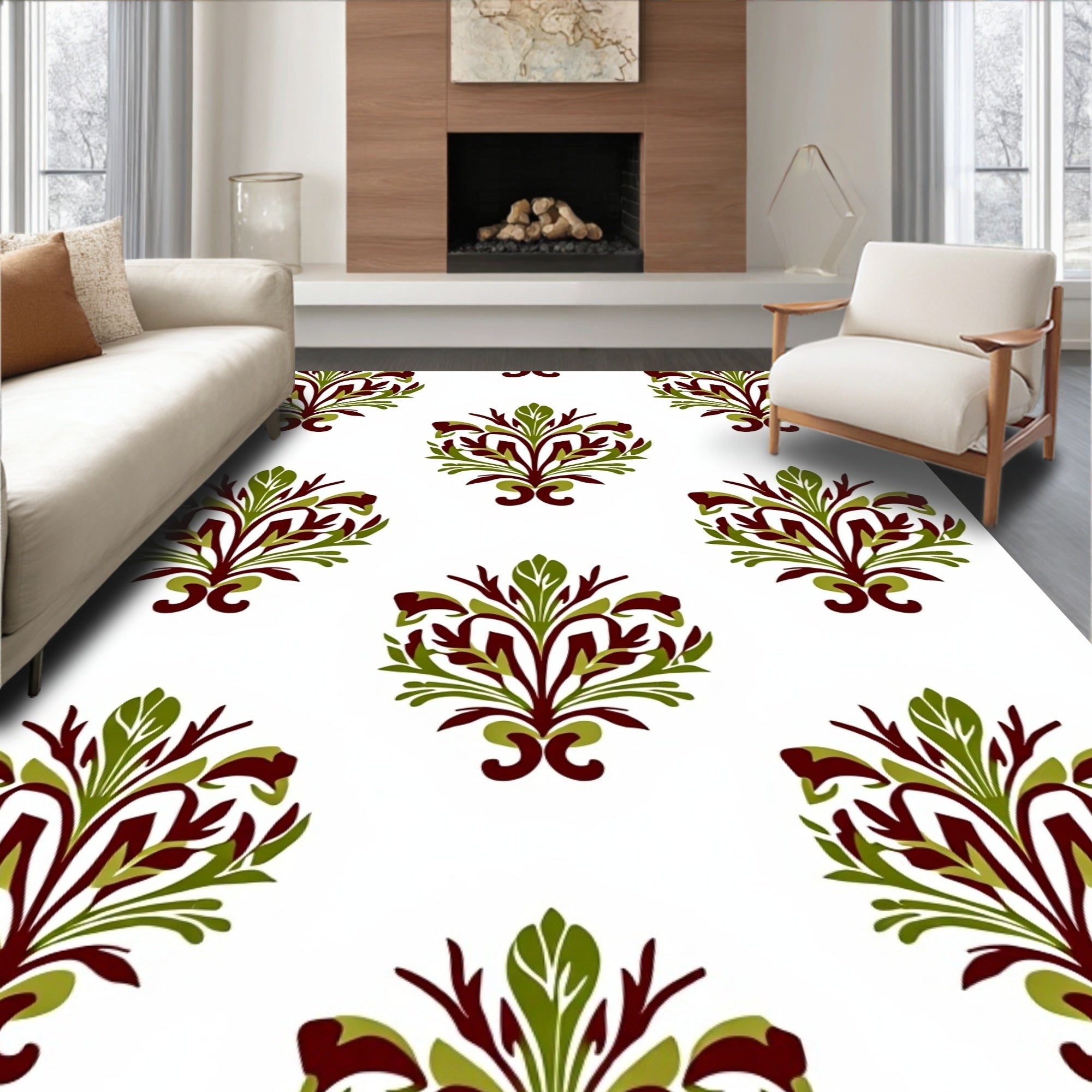 Classic Floral Crest Pattern Rug