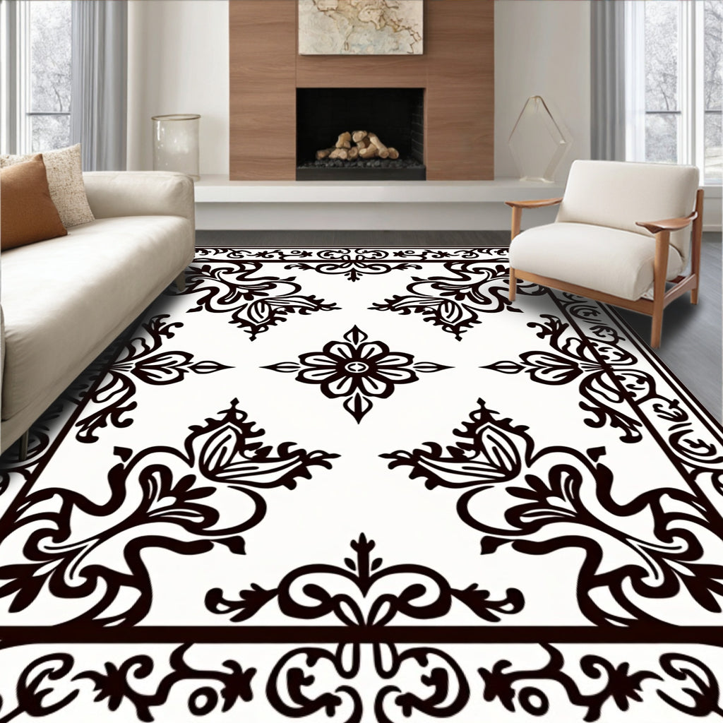 Classic Floral Swirl Border Rug