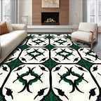 Art Deco Inspired Emerald And Black Pattern Rug