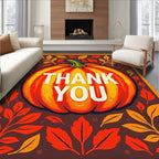 Autumn Pumpkin Leaf Pattern Rug