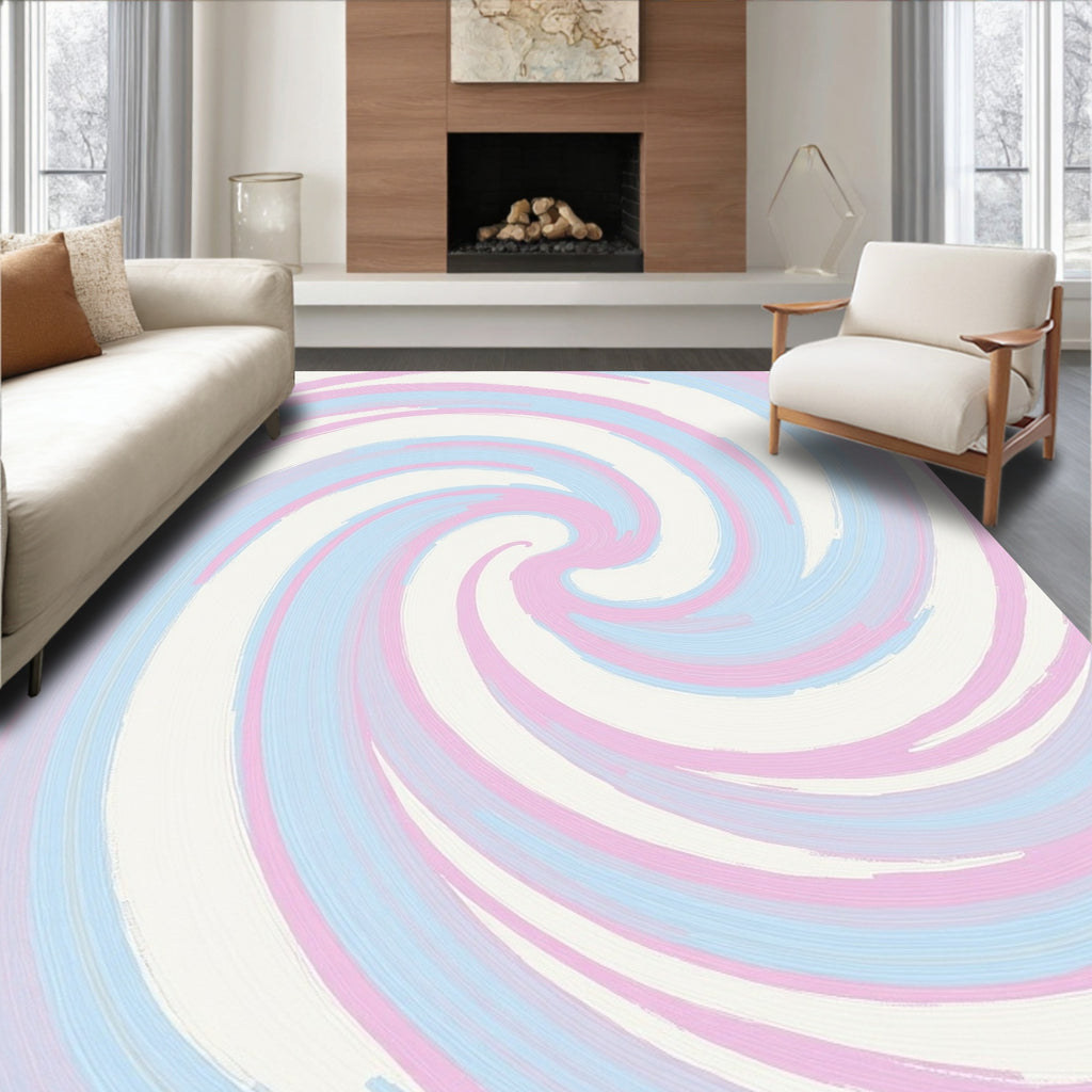 Swirl Pattern Pastel Abstract Design Rug