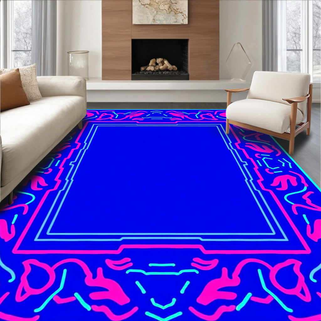 Vibrant Neon Abstract Swirls Rug