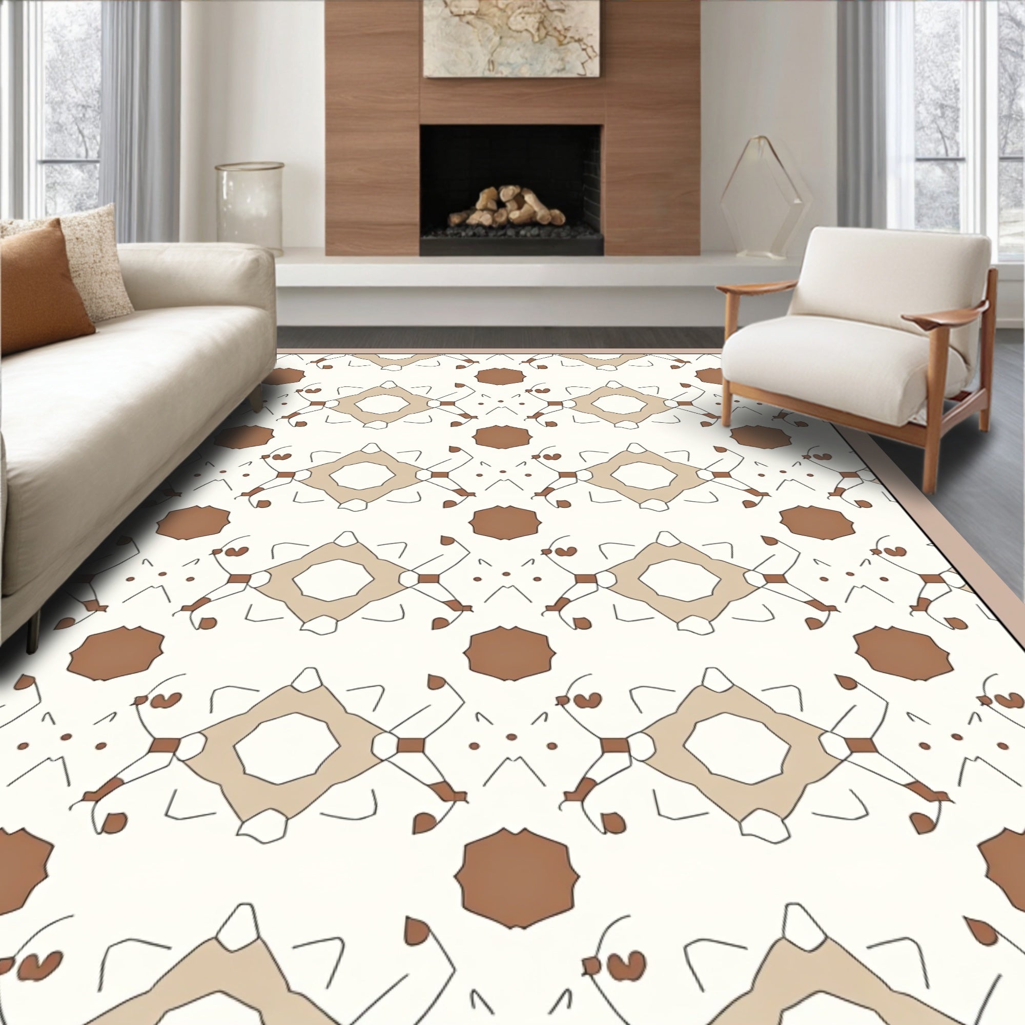 Geometric Diamond Star Pattern Rug