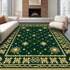 Emerald Snowflake Botanical Border Rug