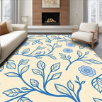 Delicate Blue Floral Vine Pattern Rug