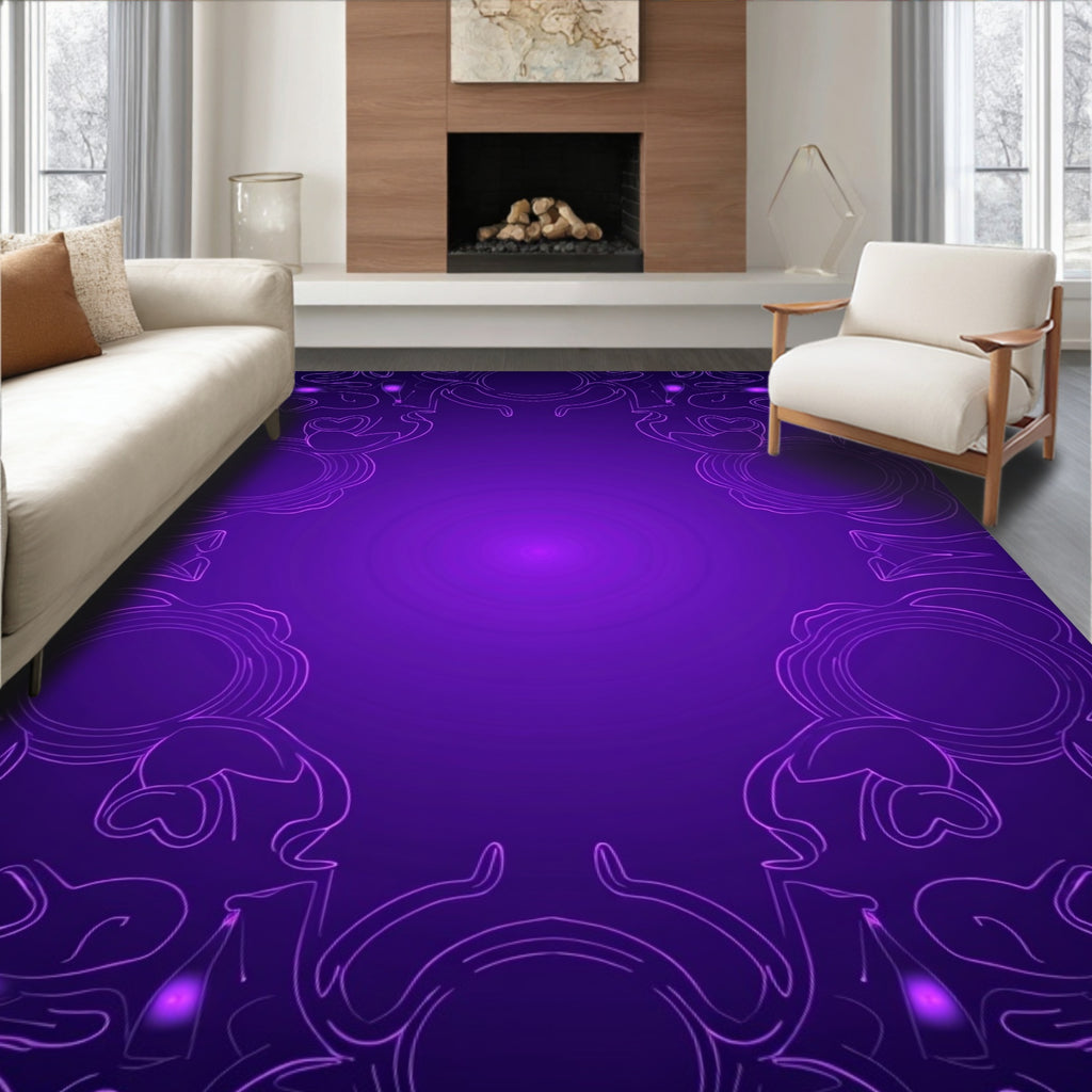 Elegant Purple Paisley Mandala Design Rug