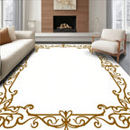Ornate Golden Swirl Flourish Frame Rug