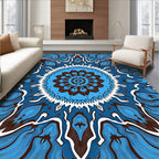 Blue Brown Intricate Mandala Design Rug