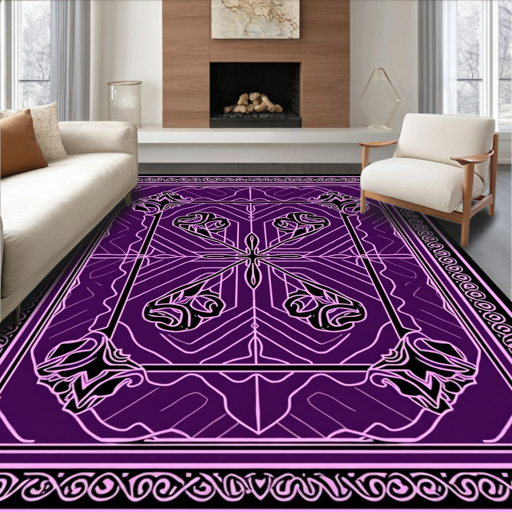 Abstract Floral Geometric Pattern Rug