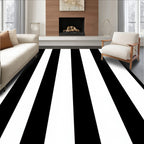 Bold Black White Stripe Pattern Rug