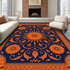 Orangy Floral Vine Traditional Pattern Rug