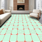 Modern Pale Green Rectangular Pattern Design Rug