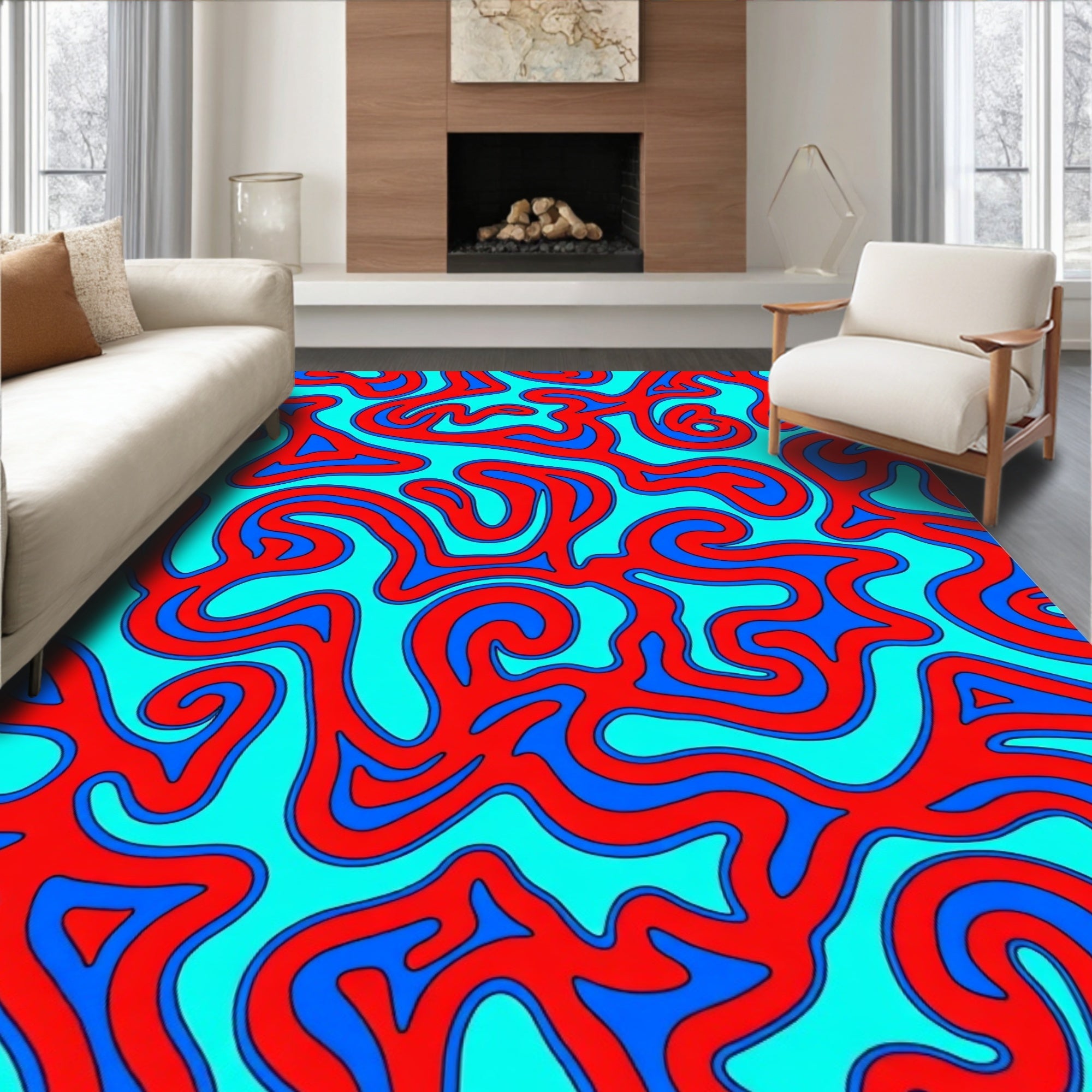 Bold Abstract Swirls Design Rug