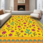Yellow Floral Vines Design Rug