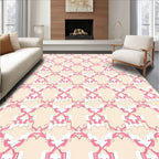 Elegant Pink Cream Geometric Pattern Rug
