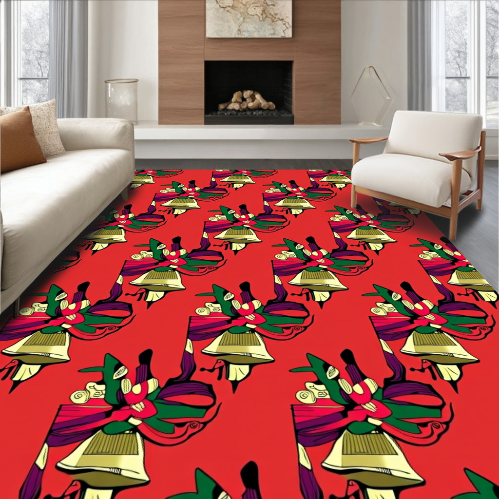Festive Bell Ribbon Pattern Design Rug