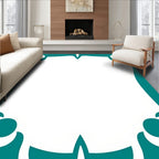 Teal Abstract Organic Border Design Rug