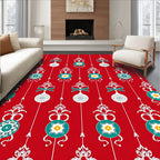 Ornate Red Green White Ornament Pattern Rug