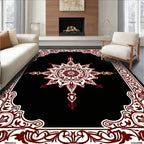 Classic Red White Floral Medallion Rug