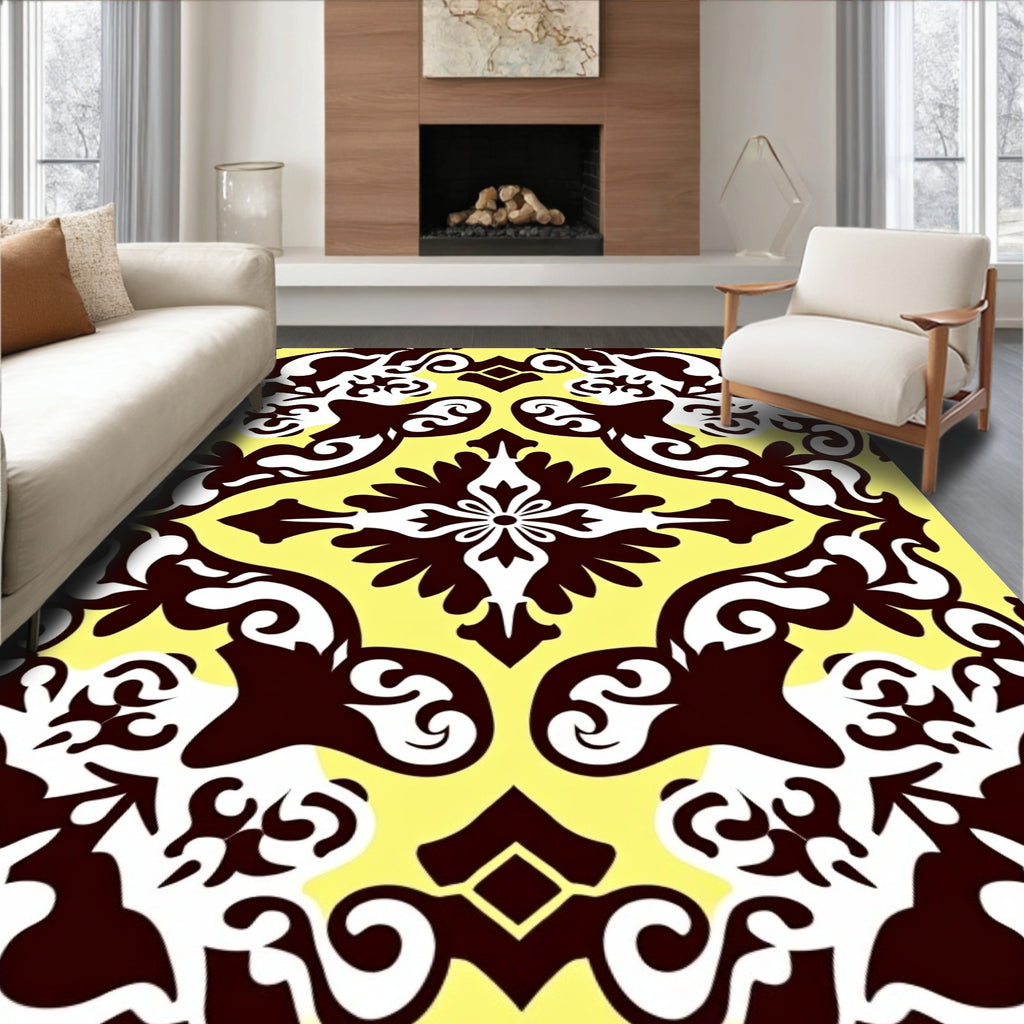 Bold Floral Scrollwork Pattern Rug