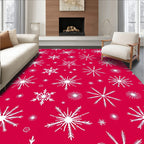 White Snowflakes Festive Pattern Rug