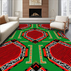 Bold Geometric Red Black Pattern Rug