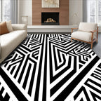 Abstract Black White Geometric Pattern Rug