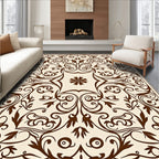 Ornate Floral Medallion Scrollwork Design Rug