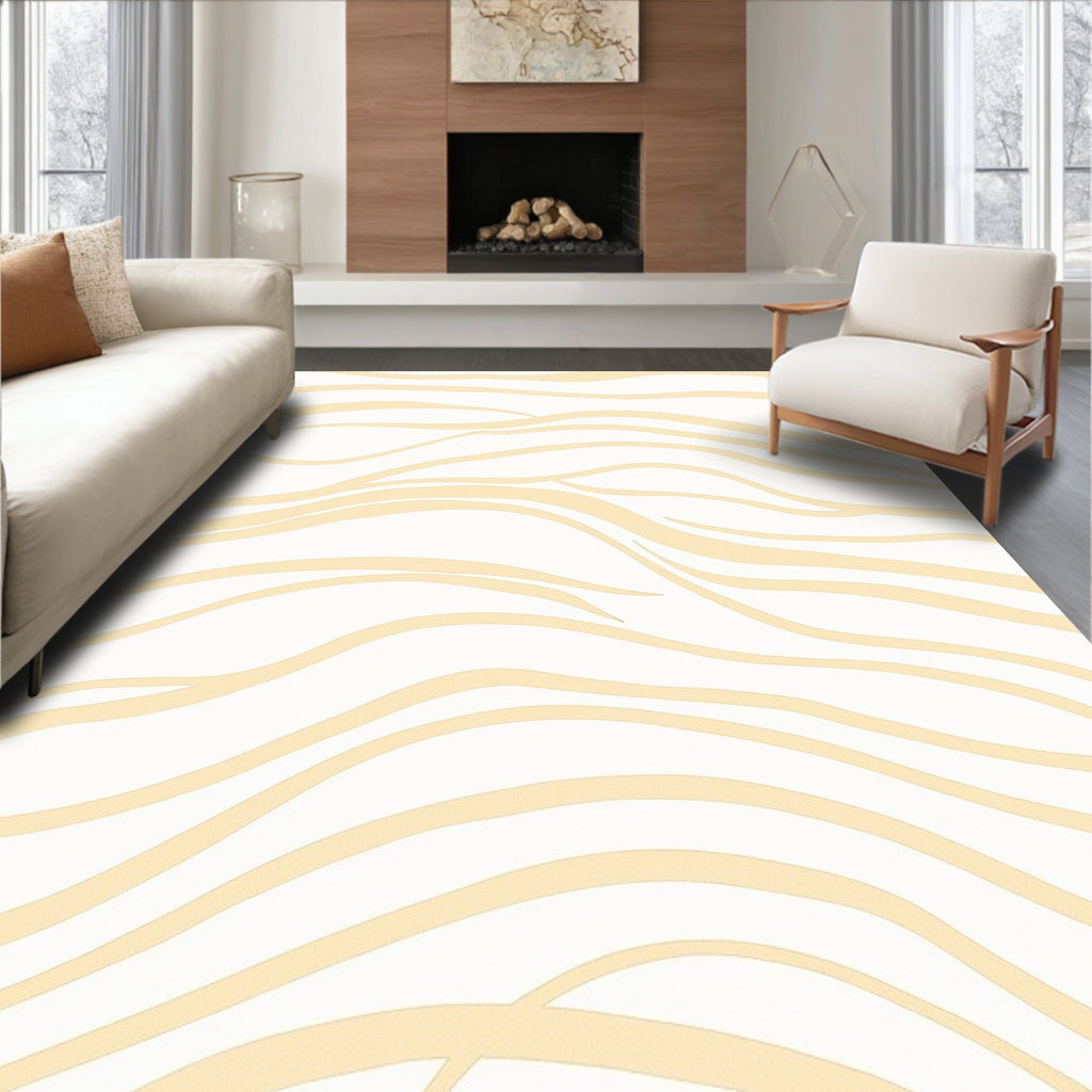 Gentle Cream Wavy Abstract Pattern Rug